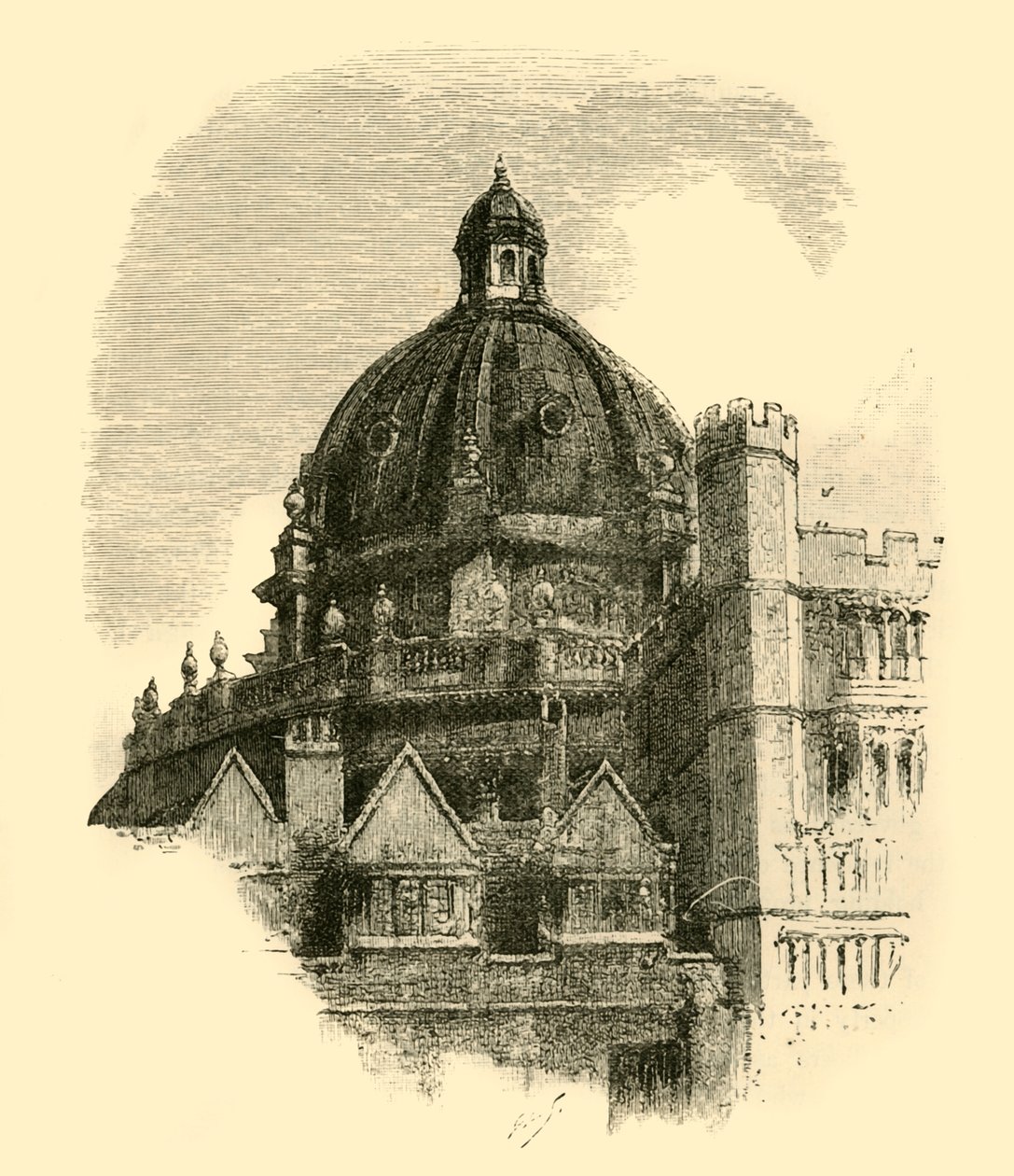 Radcliffe Library, z Quadrangle of Brasenose, 1898. od Unbekannt