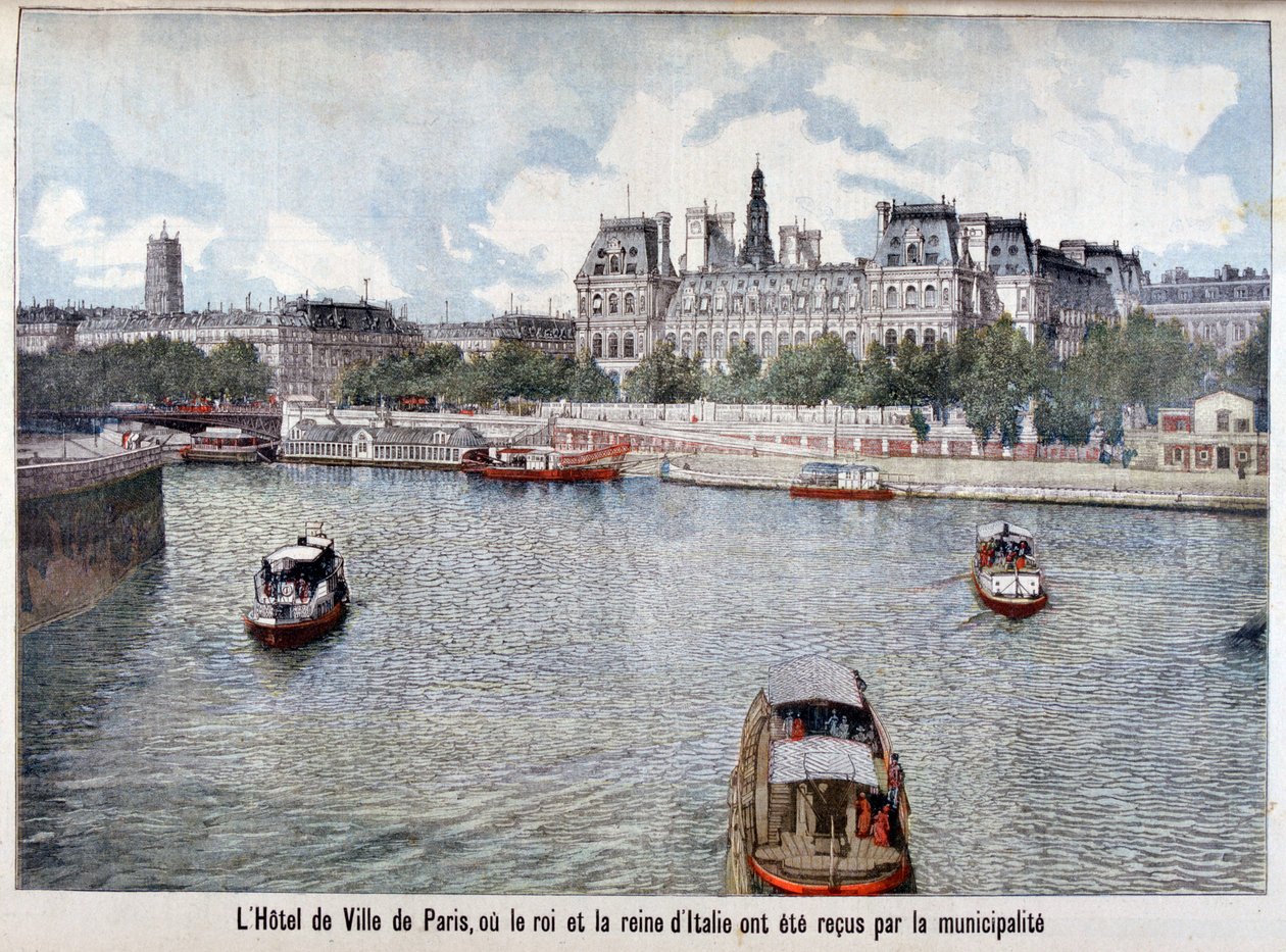 Řeka Seina a Hotel de Ville, Paříž, 1903 od Unbekannt