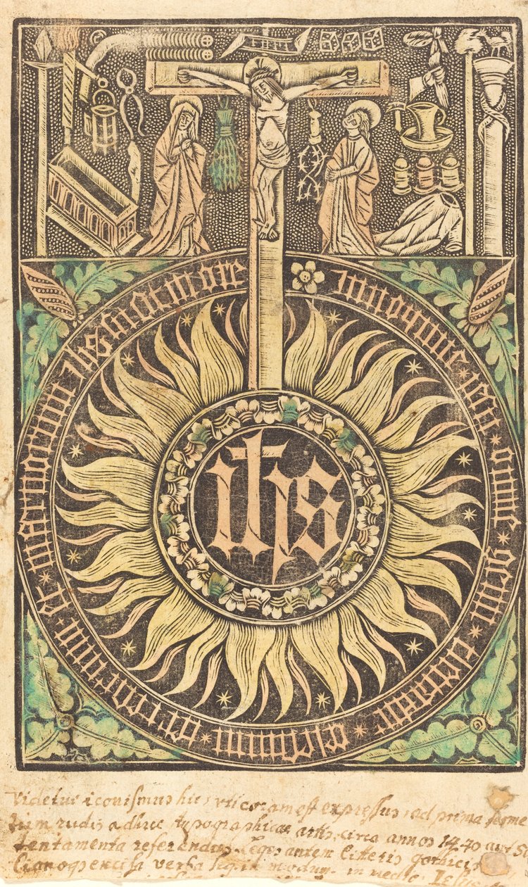 Posvátná monografie se symboly ukřižování a pašijí [recto], v roce 1470 nebo později. od Unbekannt