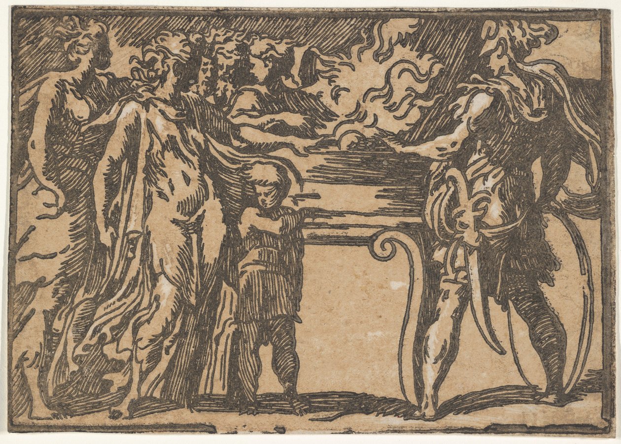 Oběť nebo Mucius Scaevola, po Parmigianino, 16. století. od Unbekannt