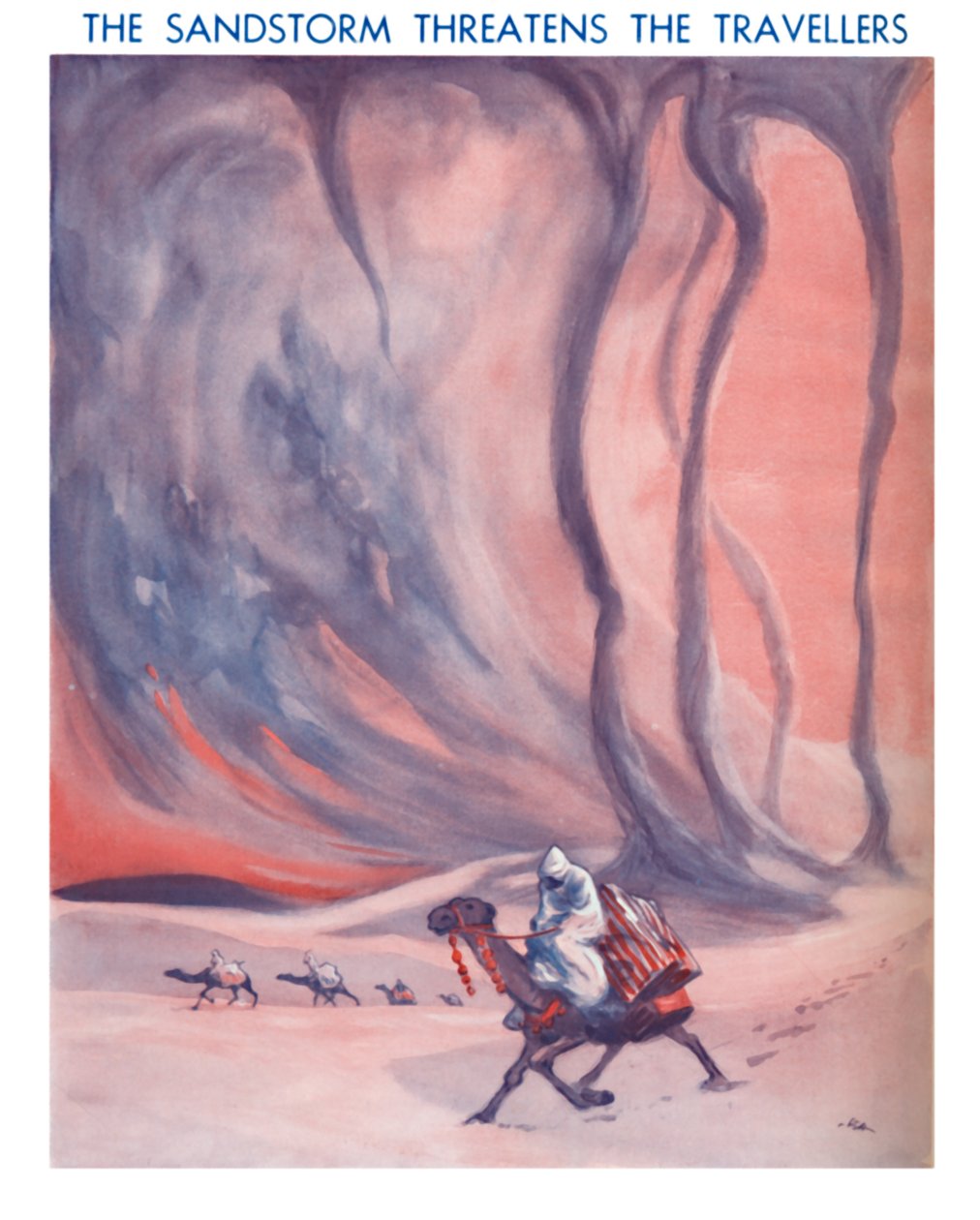 Písečná bouře ohrožuje cestovatele, 1935 od Unbekannt