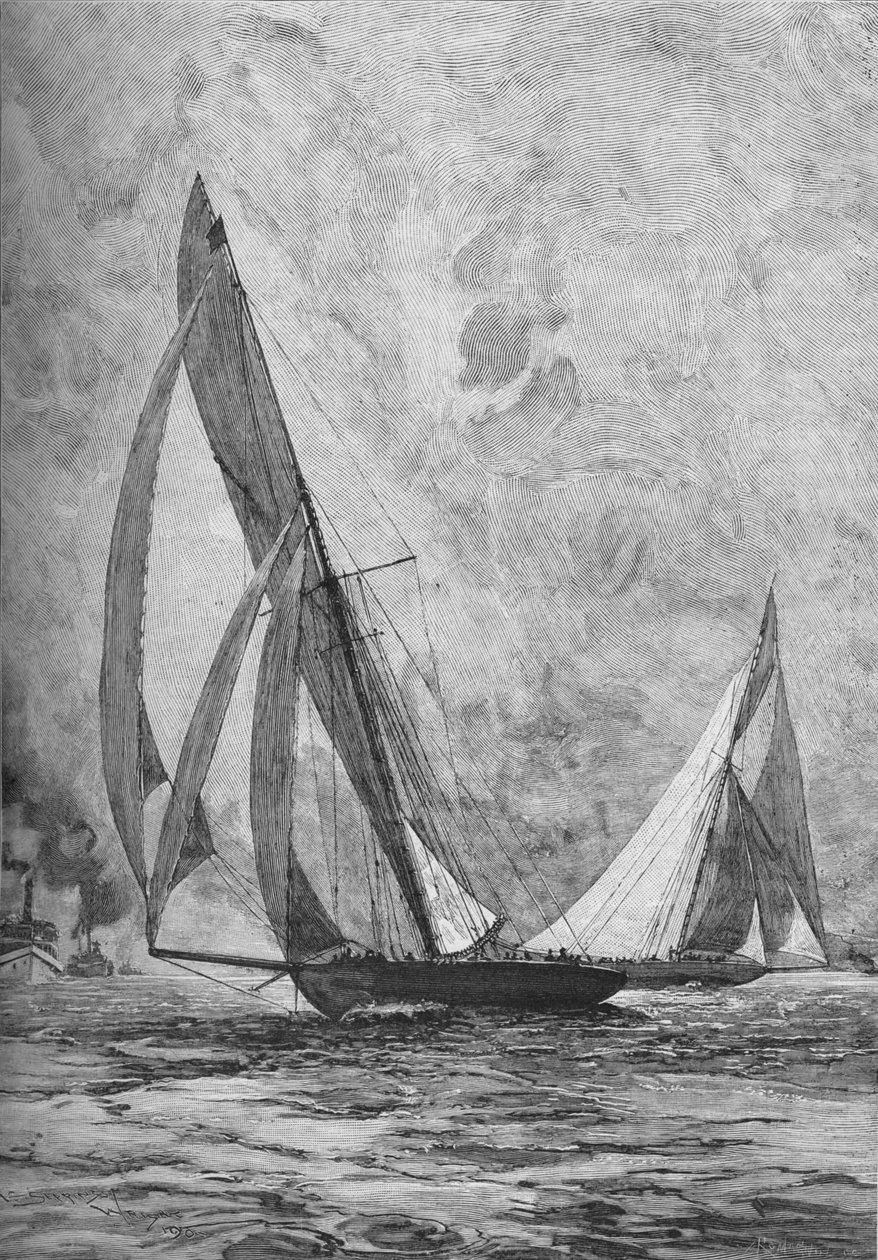 Shamrock and the Columbia závodí na Americas Cup, 1899 1906 od Unbekannt