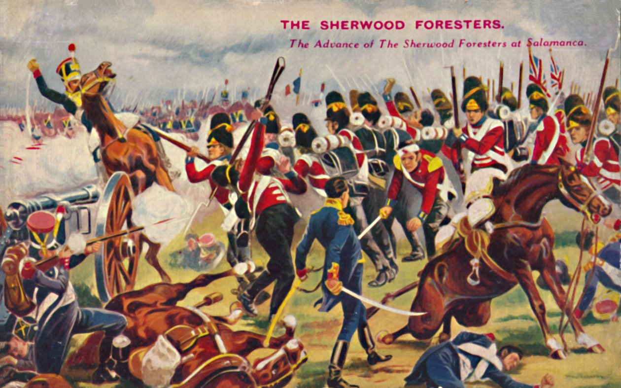 Sherwoodští lesníci. The Advance of the Sherwood Foresters at Salamanca, 1812, 1939. od Unbekannt