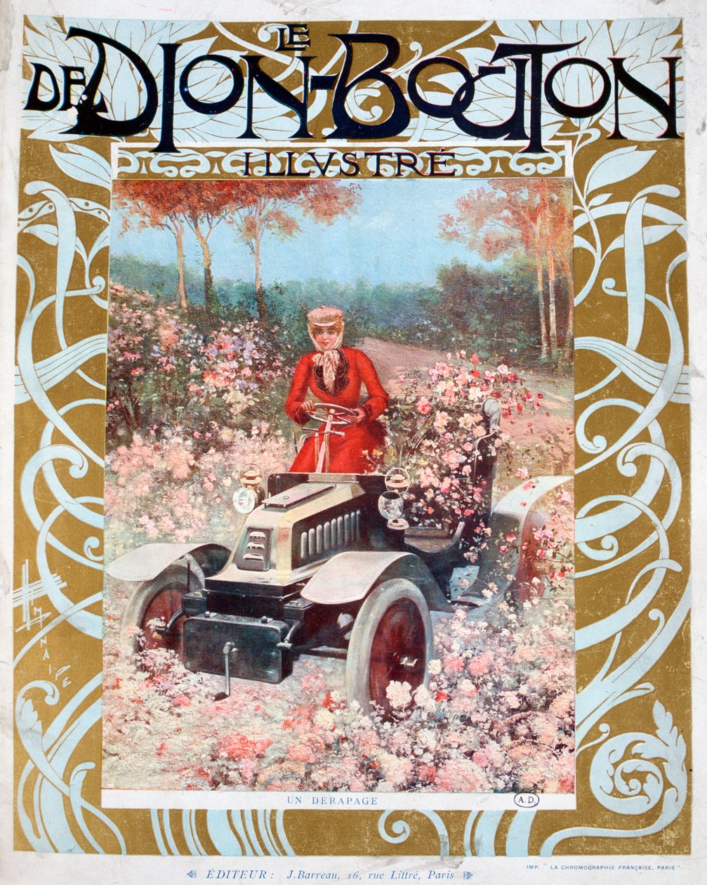 The Skid, ilustrace z časopisu Le De Dion-Bouton, 1909 od Unbekannt