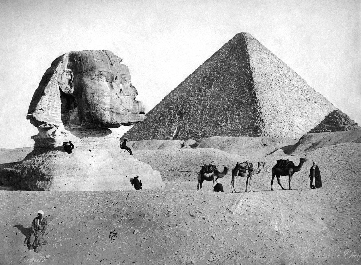 Sfinga a pyramida v Gíze, Egypt, c1882 od Unbekannt