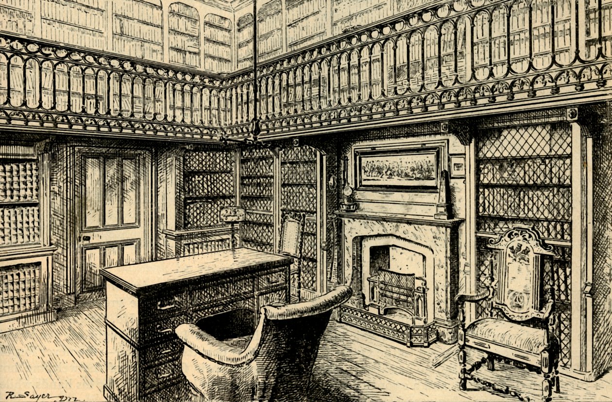 The Study at Abbotsford, Showing Sir Walter Scotts Desk and Chair, 1882. od Unbekannt