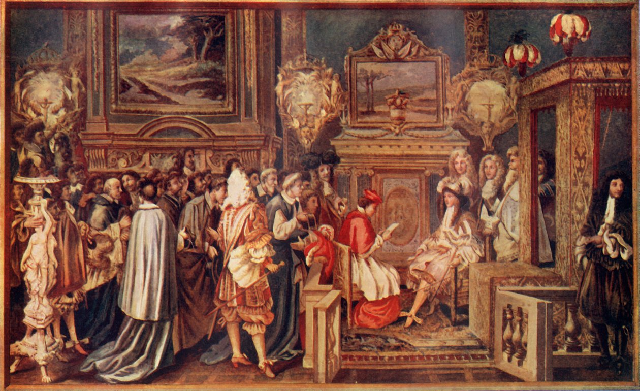 Král Slunce Ludvík XIV., Francie, se svým skvělým dvorem, 1664, c1930. od Unbekannt