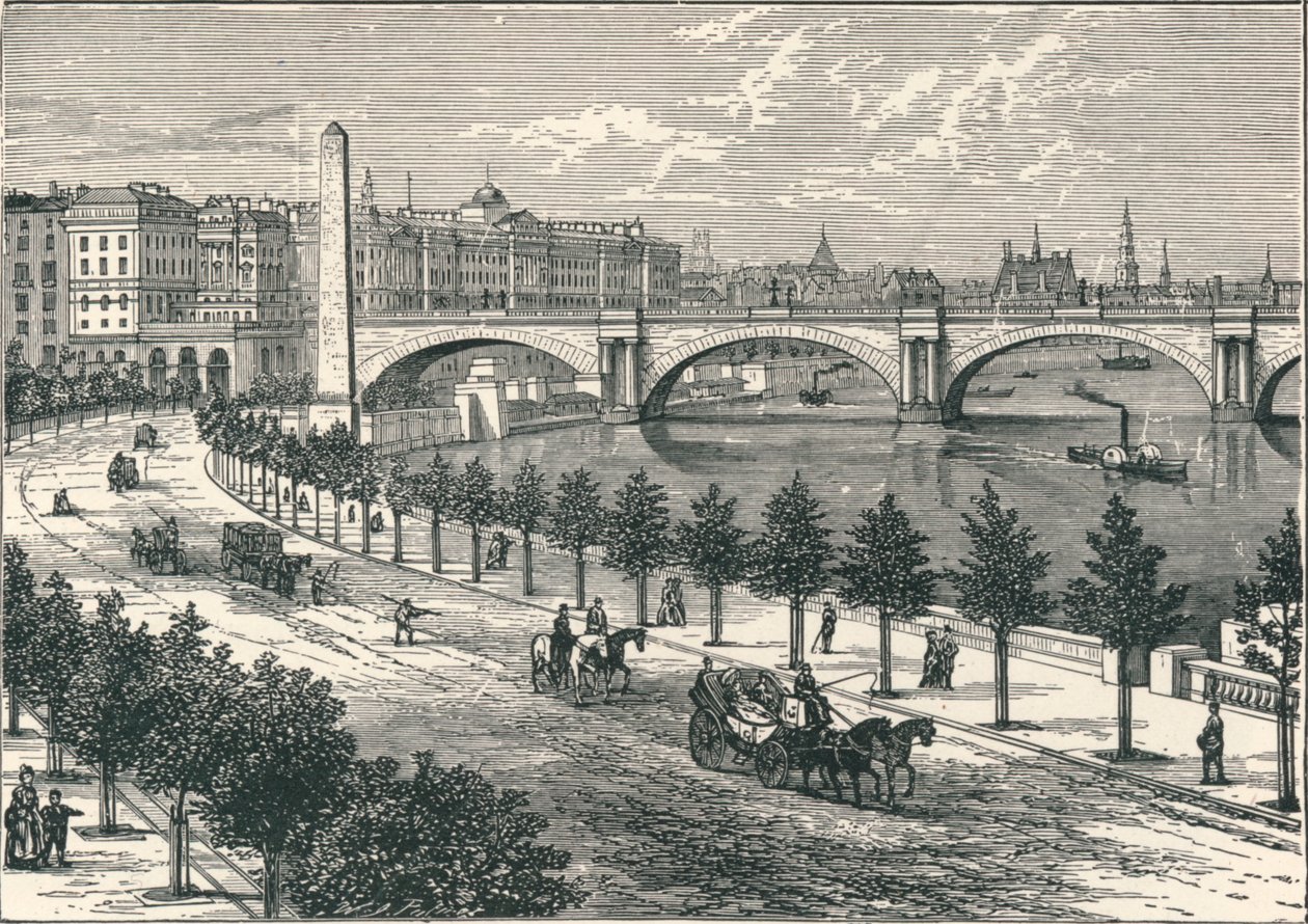 Nábřeží Temže, zobrazující Kleopatřinu jehlu, 1896 od Unbekannt