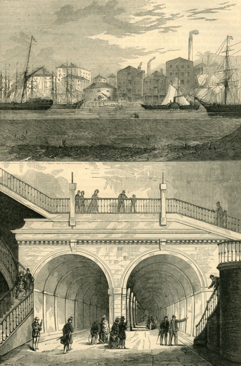 Temžský tunel, jak vypadal, když byl původně otevřen pro provoz, c1872. od Unbekannt