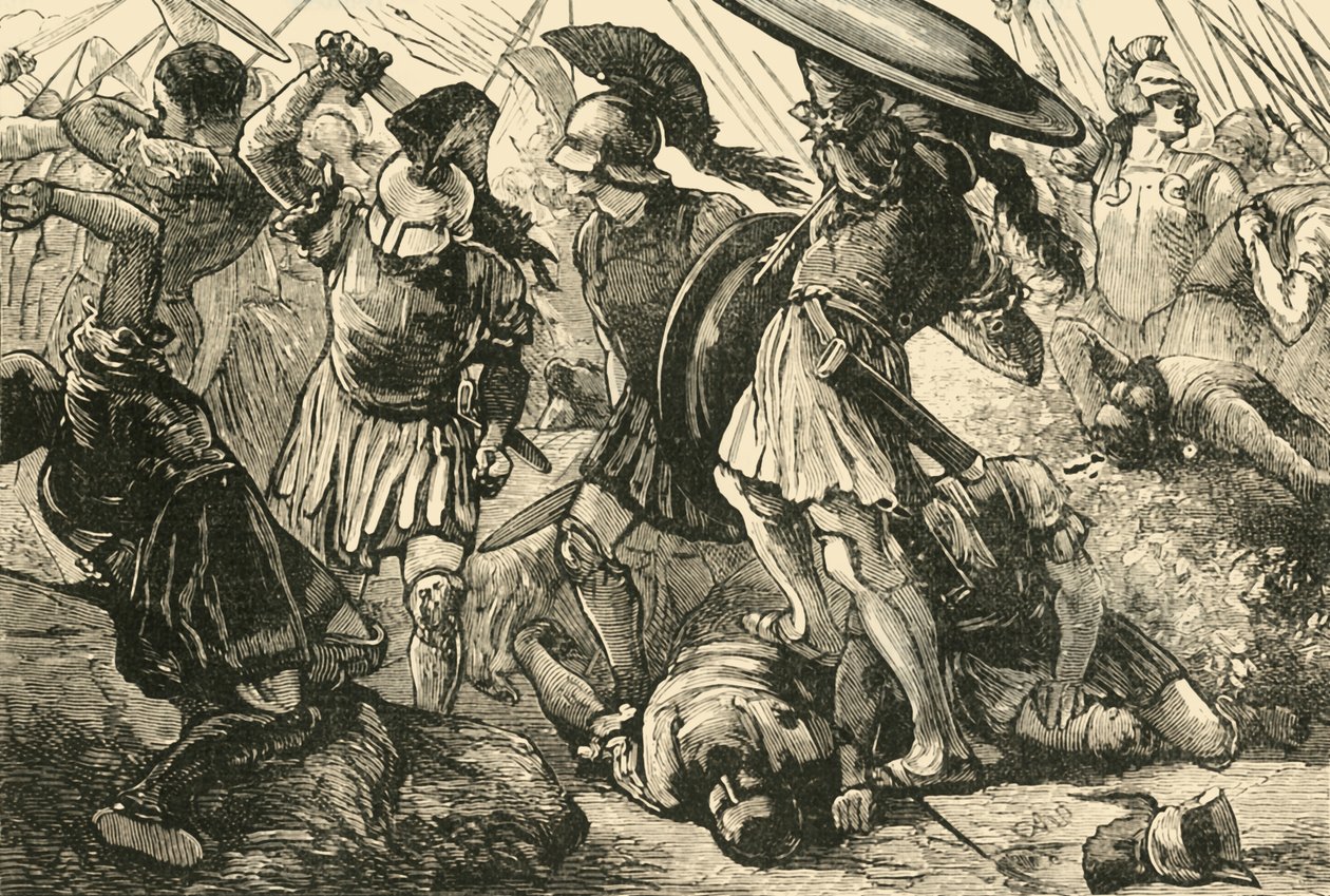 Thébané a Makedonci v Chaeronea, 1890. od Unbekannt