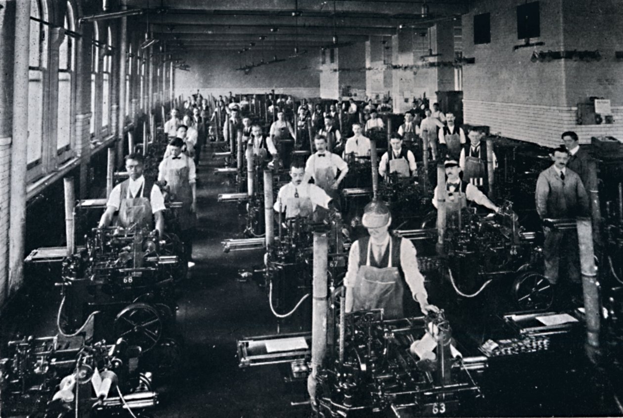 Vládní tiskařský úřad U.S.A. rovněž provozuje 126 licích strojů, 1916 od Unbekannt