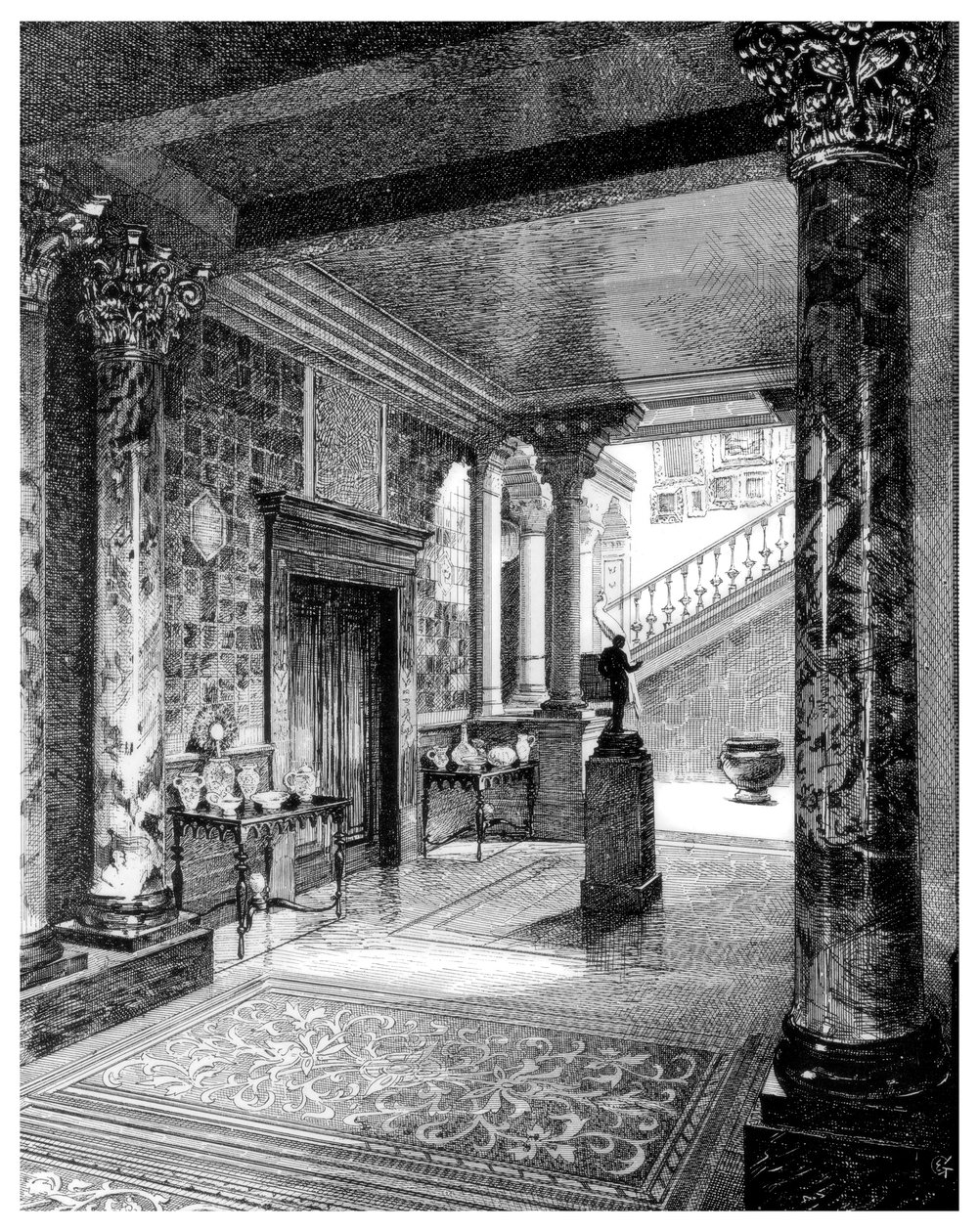 Vestibul, c1880-1882 od Unbekannt