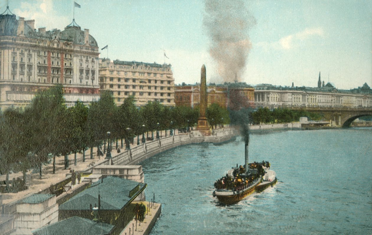 Victoria Embankment a parník na řece Temži, Londýn, c1907. od Unbekannt