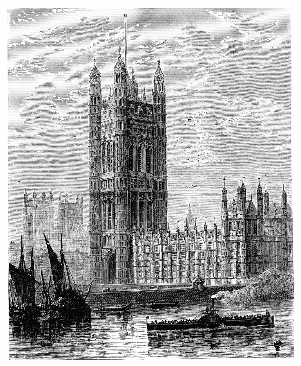 Victoria Tower a budovy parlamentu, Londýn, 1900 od Unbekannt