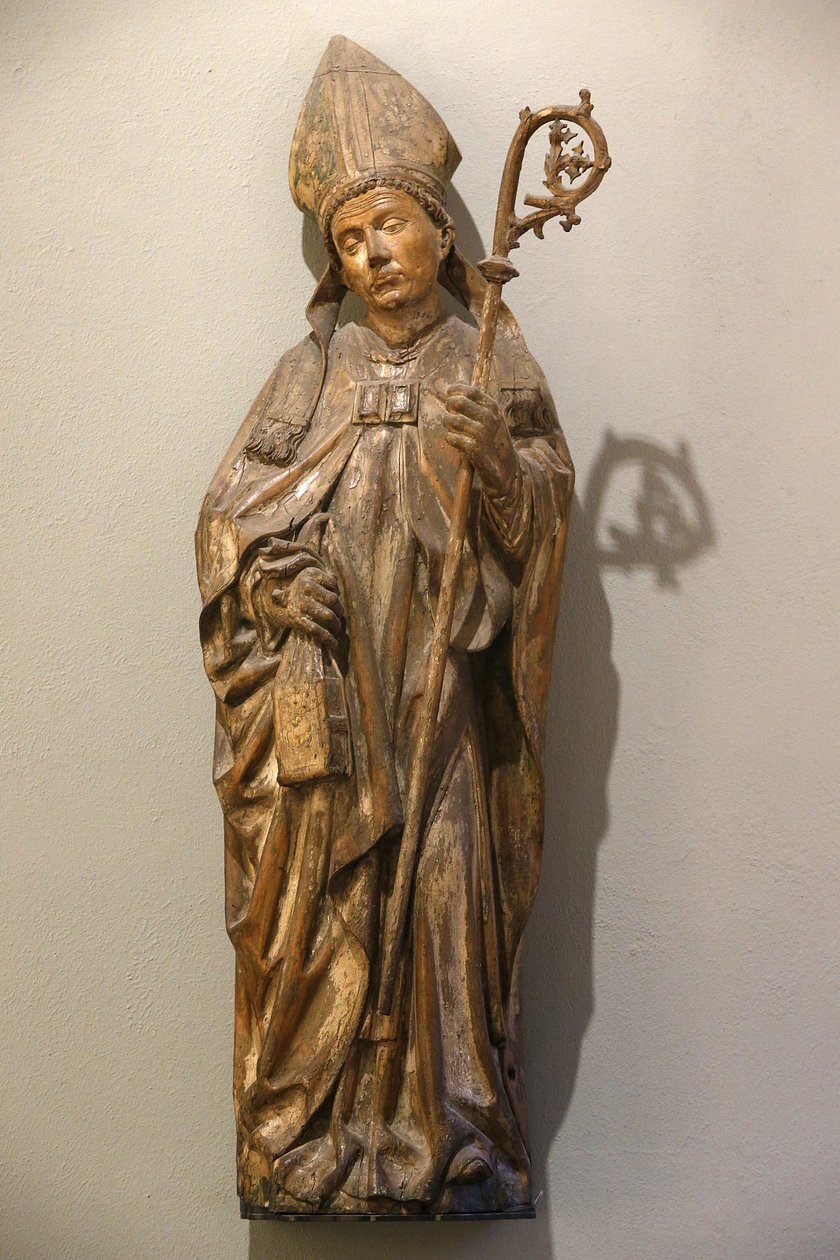 Victoria and Albert Museum. biskup svatý. Německo. Asi 1470-80. Lipové dřevo se stopami barvy. Spojené království od Unbekannt