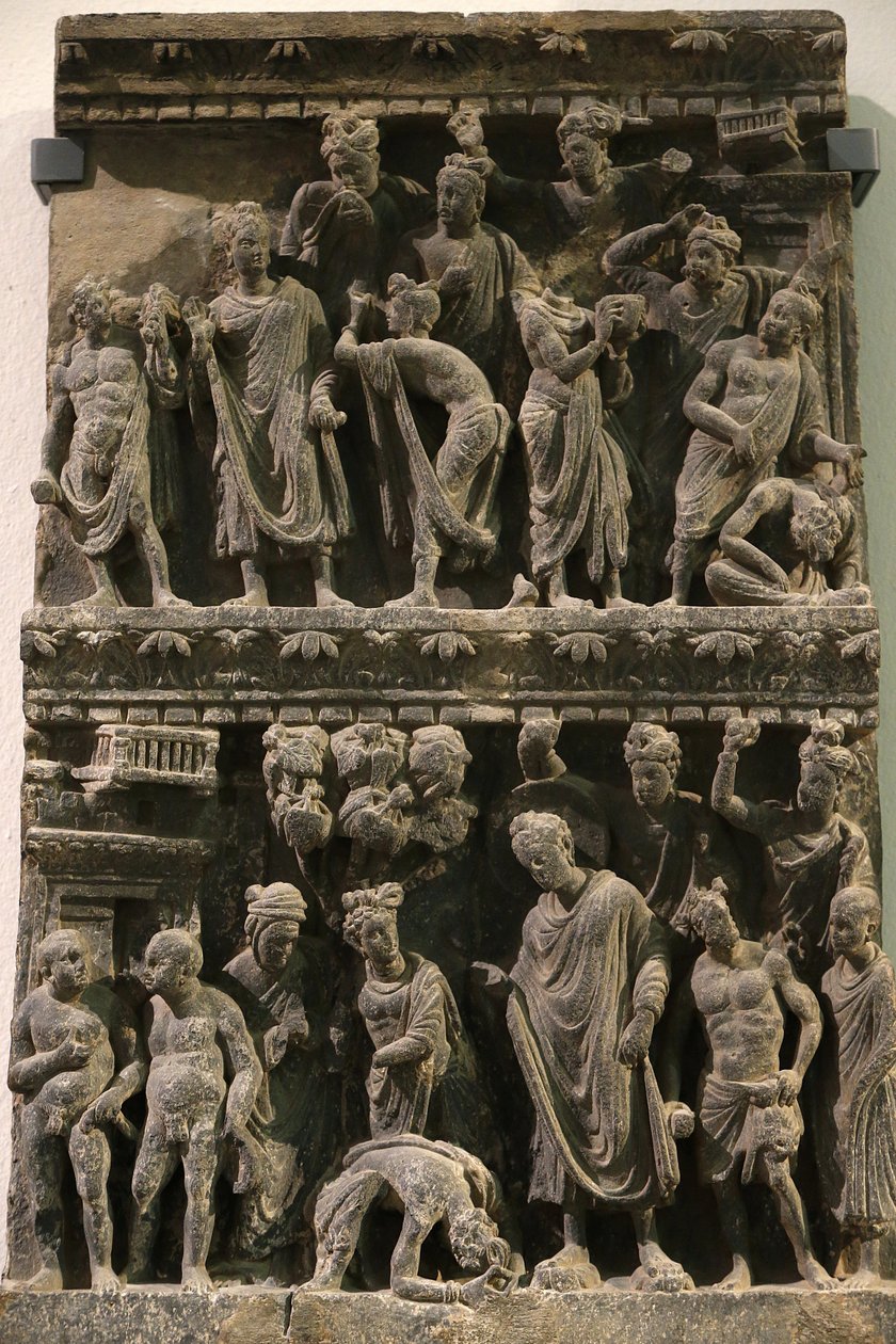 Victoria and Albert Museum. Reliéf zobrazující pokus o Buddhův život. 100-200. Schist. Gandhara/Severozápad Pákistánu. Spojené království od Unbekannt