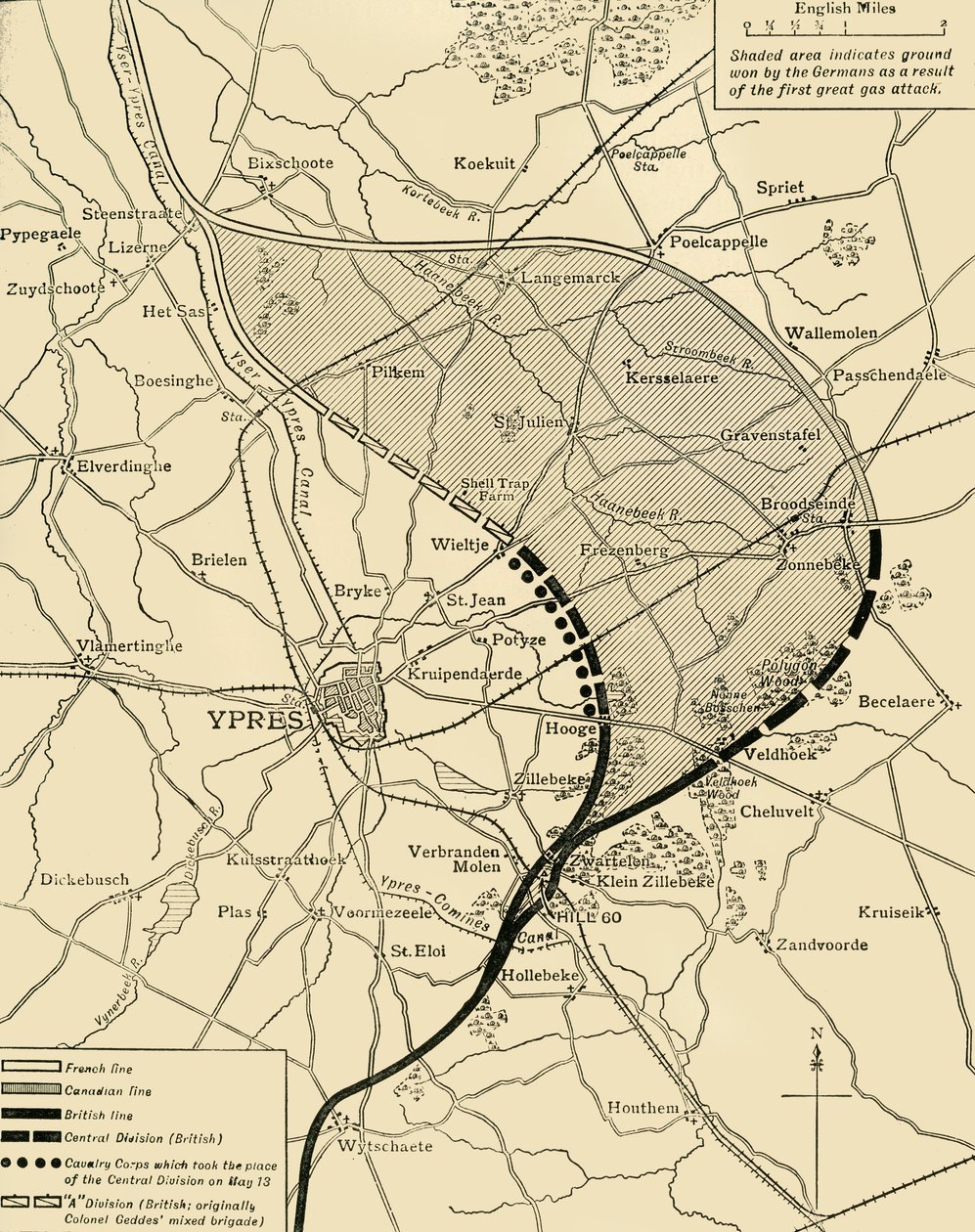 Ypres Salient před a po druhé bitvě u Ypres..., první světová válka, 1915, c1920. od Unbekannt