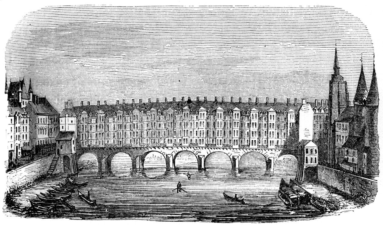 Starověký Pont aux Changes, Paříž, Francie, 16. století 1849 od Unbekannt