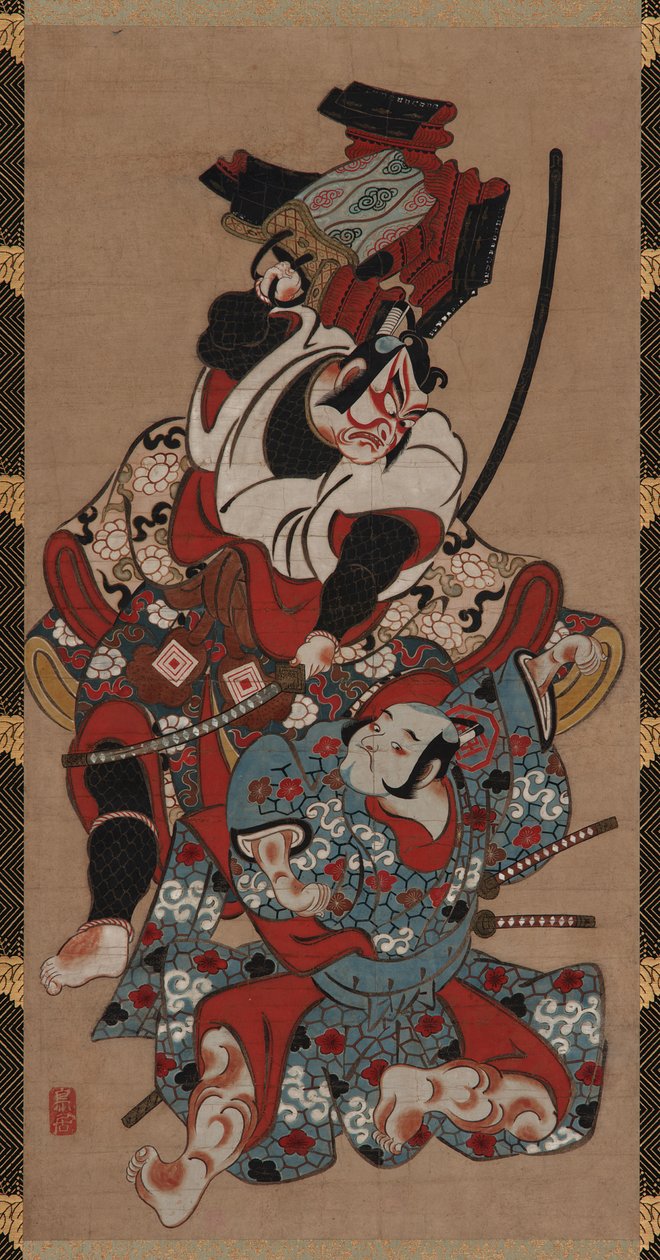 Scéna s taháním brnění ze hry Soga, období Edo, 1615-1868. od Unbekannt
