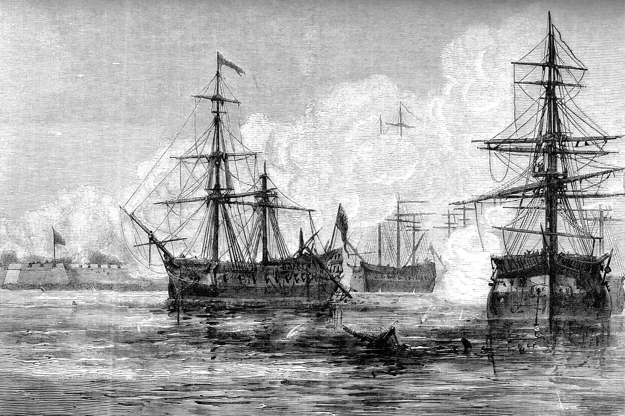 Útok na Sullivans Island, Jižní Karolína, 1776 c1880 od Unbekannt