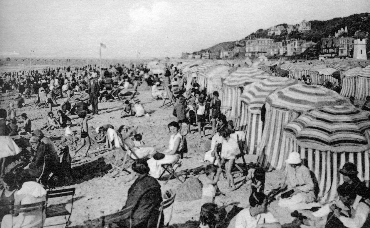 Pláž, Trouville, Francie, 20. léta 20. století od Unbekannt
