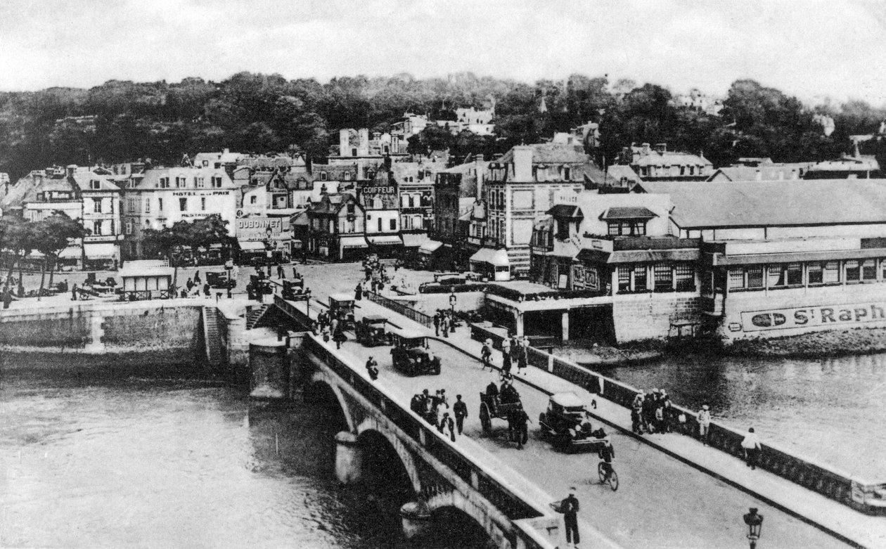 Most na řece Touques, Trouville, Francie, c1920 od Unbekannt