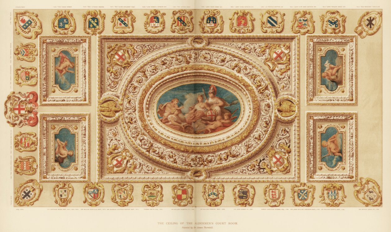 Strop soudní síně Aldermens, Guildhall, City of London, 18. století 1886 od Unbekannt