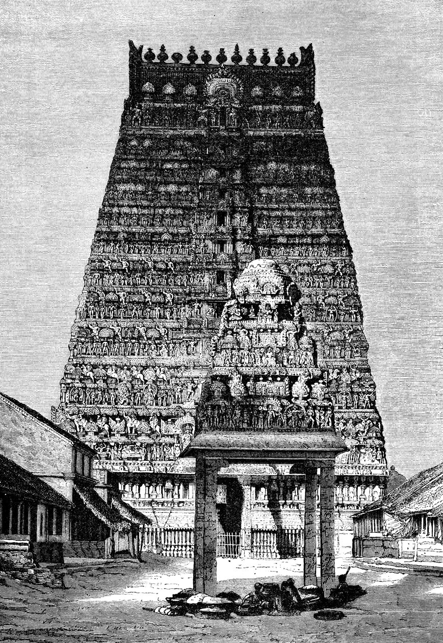 Hlavní gopura chrámu v Kumbakonam, Indie, 1895 od Unbekannt