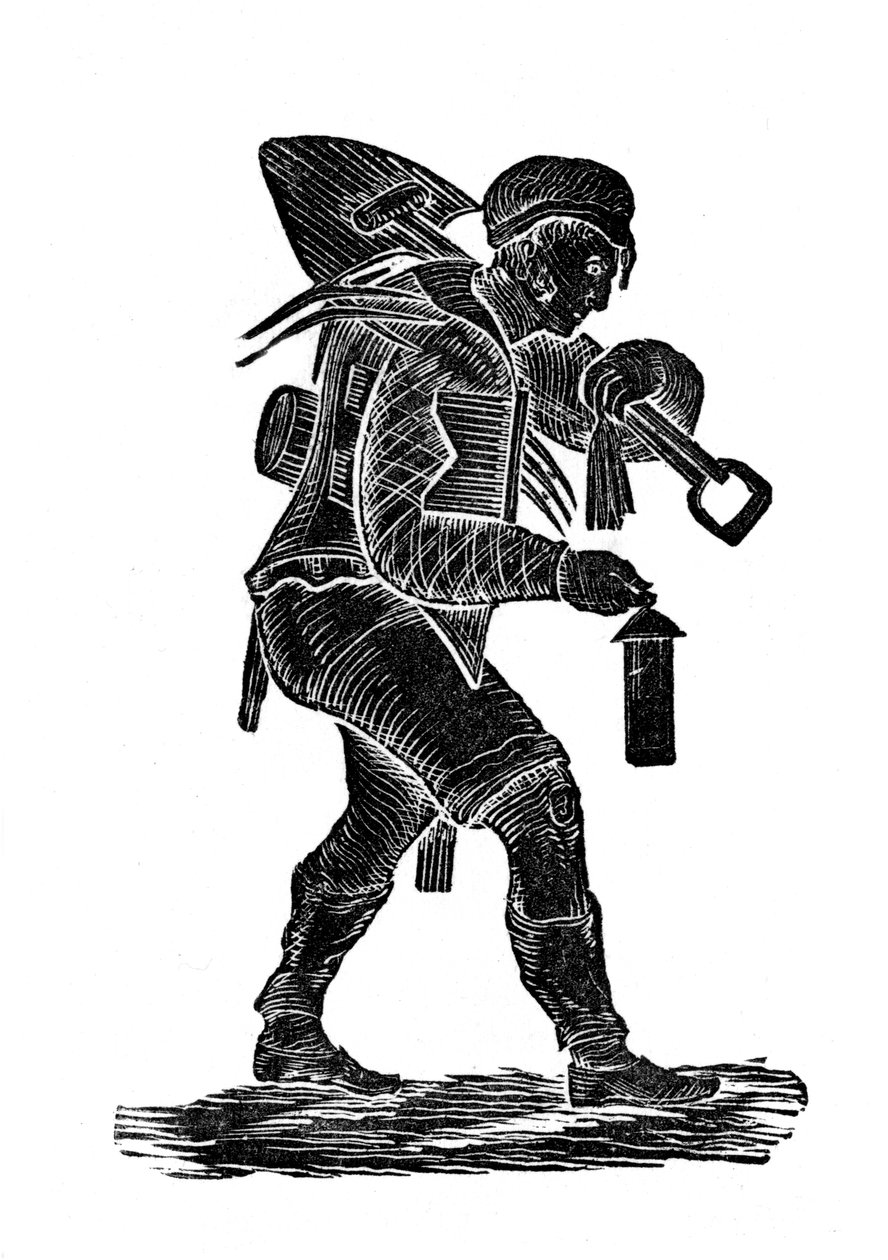 Uhlíř, který nosí své nástroje a chrání svou lampu, 1890 od Unbekannt