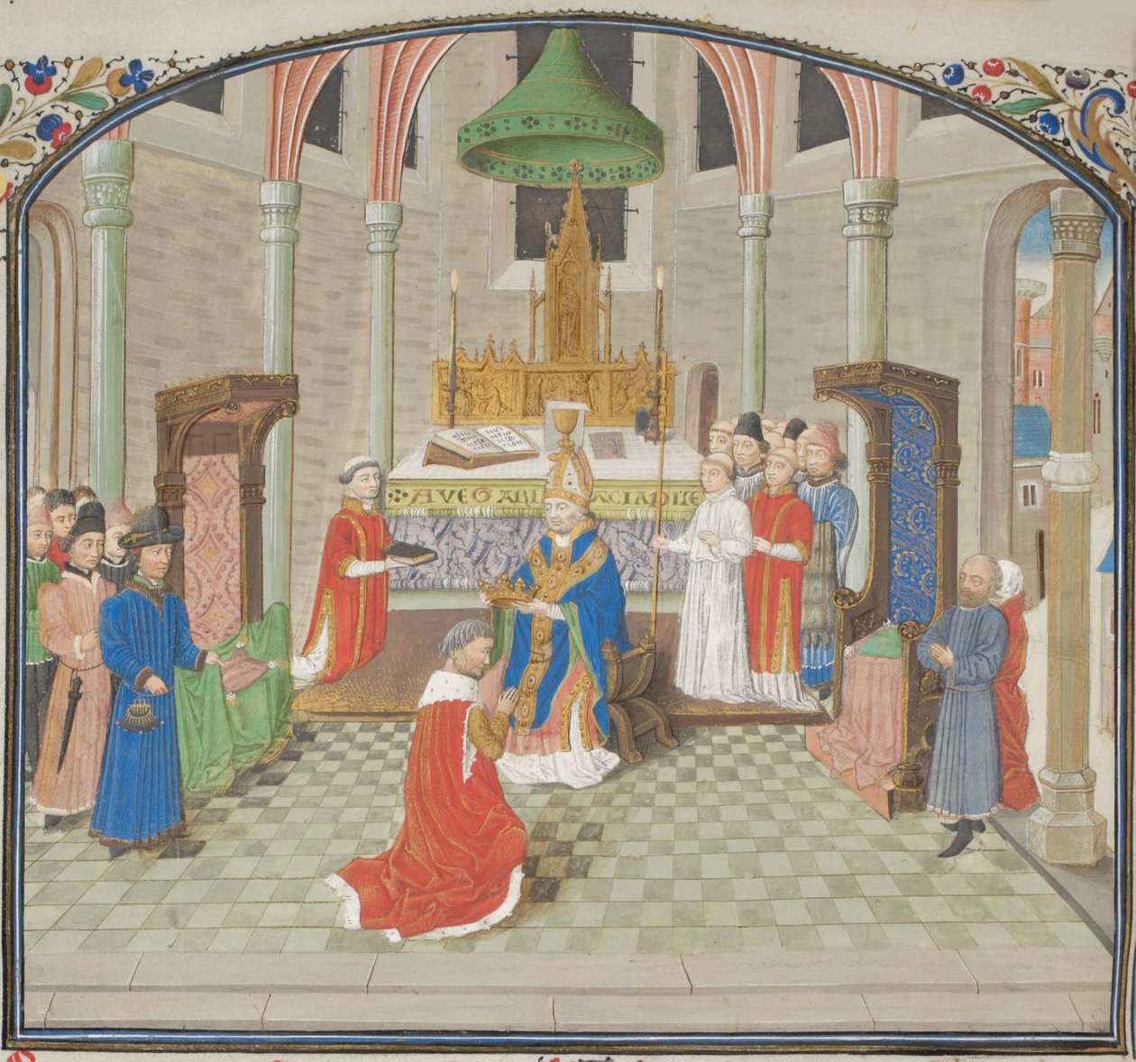 Korunovace Balduina I. na Štědrý den 1100. Miniatura z Historia od Viléma z Tyru, 60. léta 14. století od Unbekannt