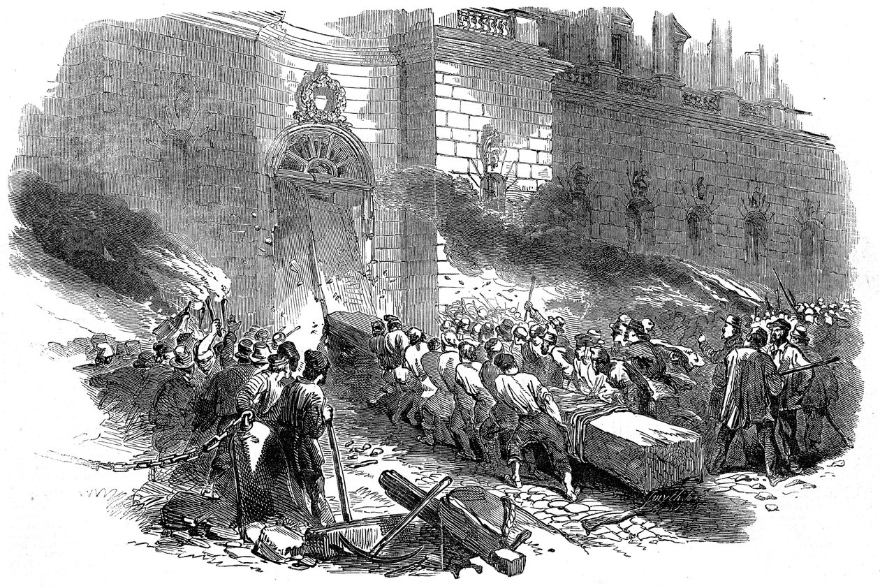 Dav útočící na Arsenal v Berlíně, revoluce v Prusku, březen 1848 od Unbekannt