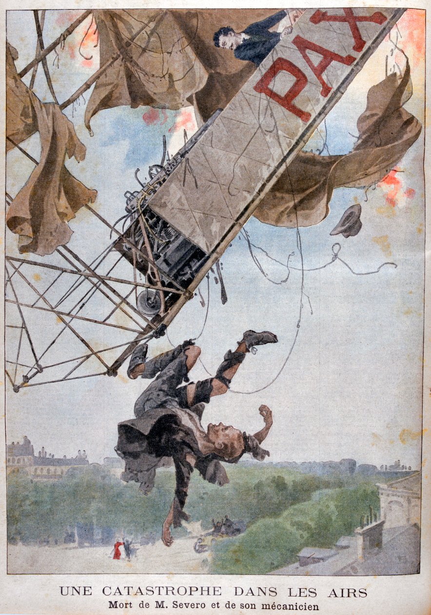 Smrt letce Auguste Severo nad Paříží, 1902 od Unbekannt