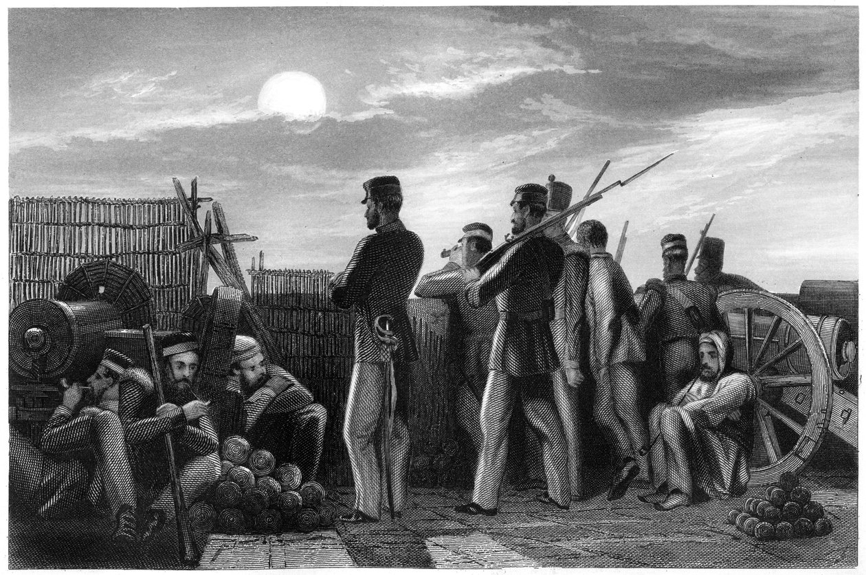 Obránci na pozoru, baterie v Lucknow, 1857, c1860 od Unbekannt