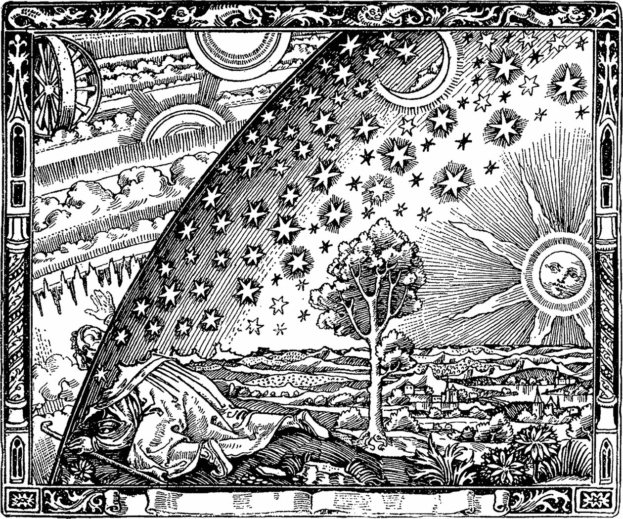 Okraj nebeské klenby Flammarion rytina z Latmosphère. Météorologie populaire od Camilla od Unbekannt