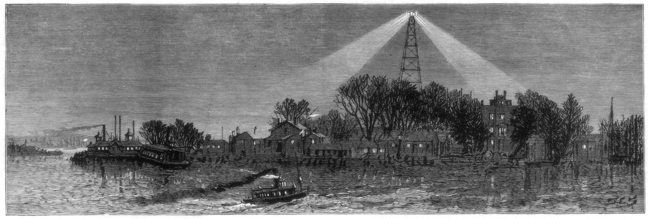 Elektrické světlo v Hell Gate, New York, 1885 od Unbekannt