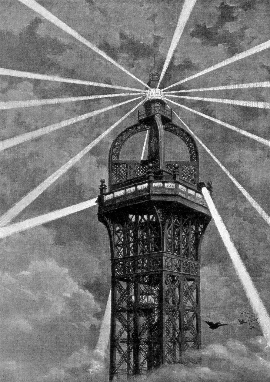 Elektrické světlo na vrcholu Eiffelovy věže, Paříž, 1889 od Unbekannt