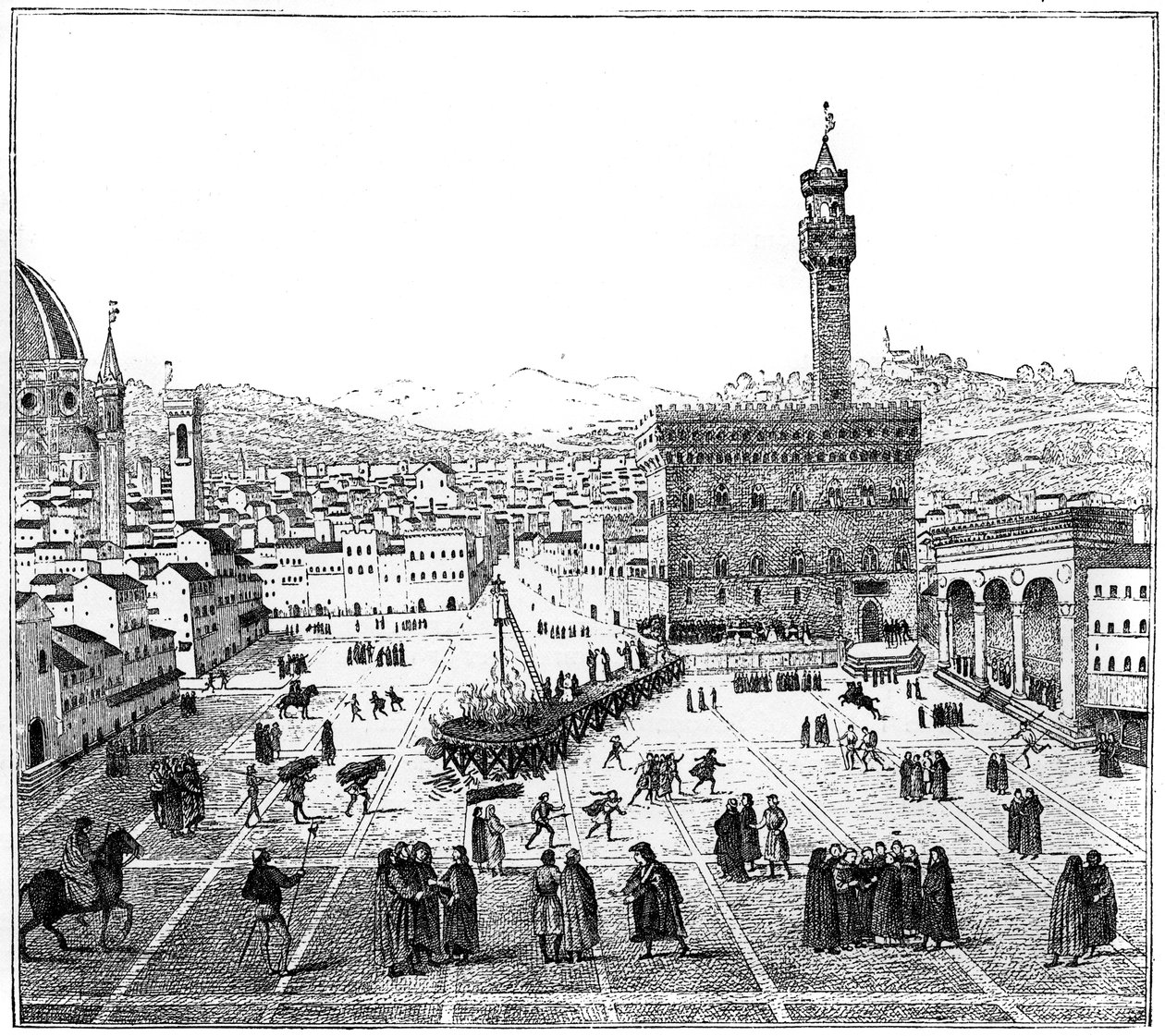 Poprava Girolama Savonarola na náměstí Piazza Della Signoria, Florencie, 1882 od Unbekannt
