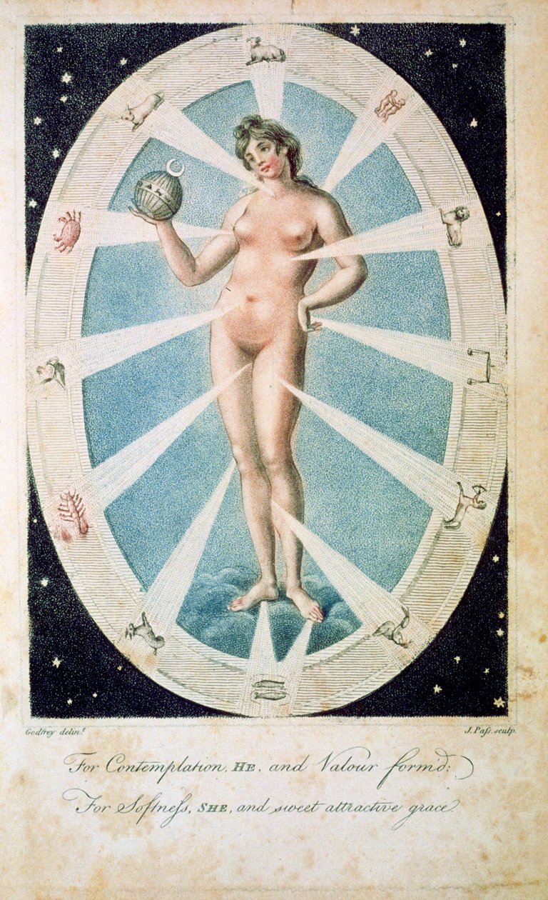 Ženská podoba s astrologickými symboly, 1790 od Unbekannt