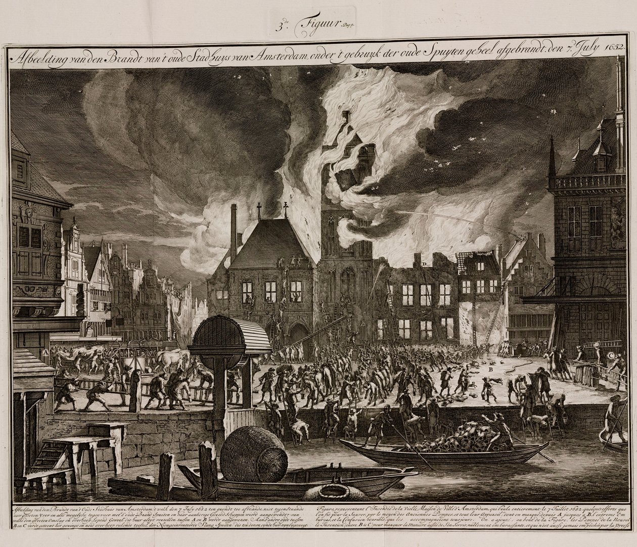 Požár staré radnice v Amsterdamu, Holandsko, 7. července 1652 od Unbekannt