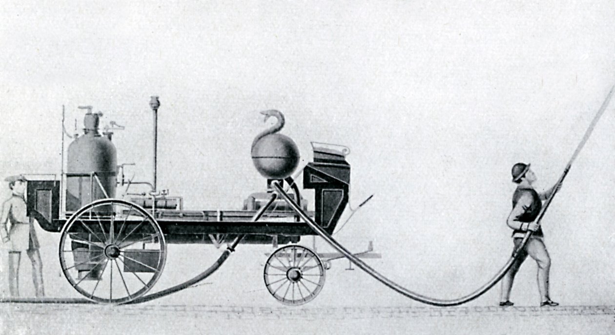 První parní hasičský stroj, c1830 od Unbekannt