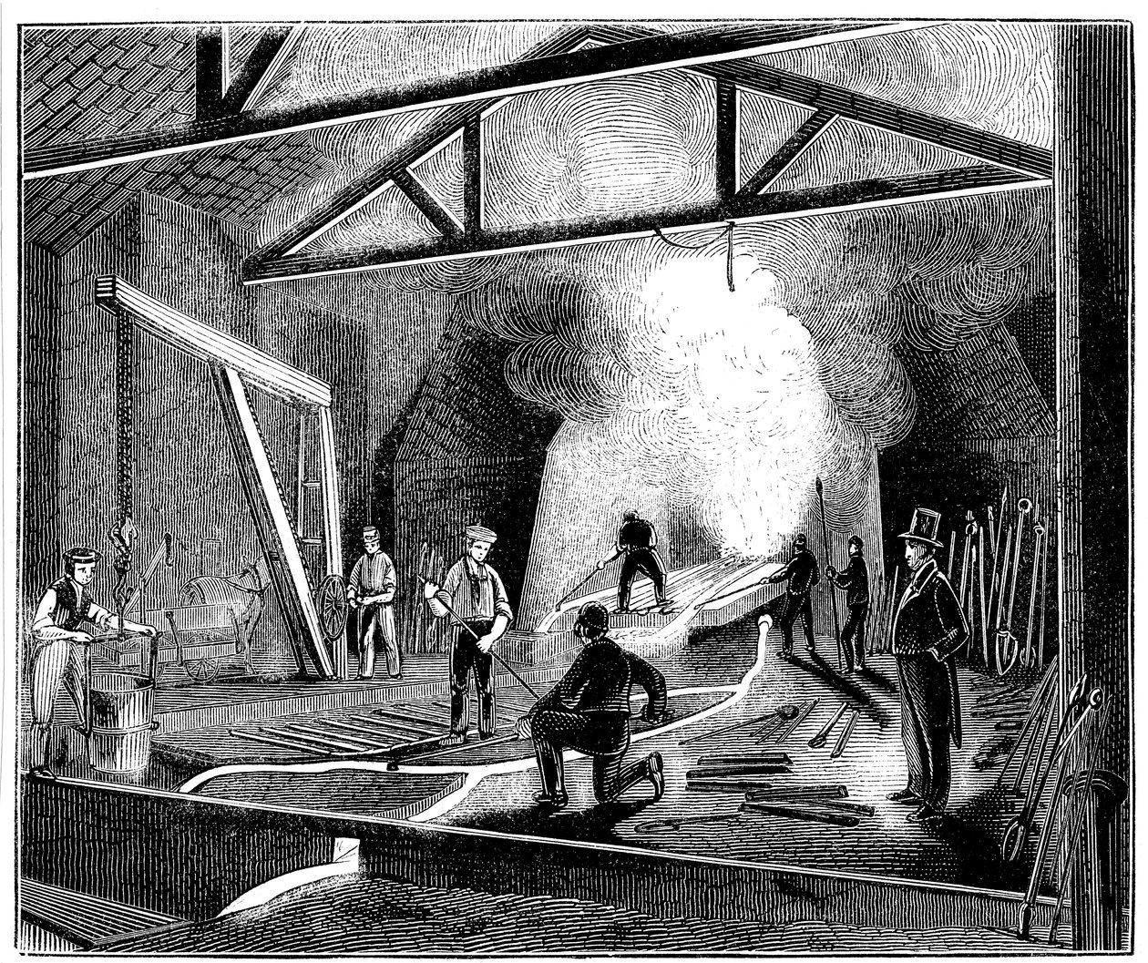 Slévárna nebo slévárna, Butterley Ironworks, Derbyshire, 1844 od Unbekannt