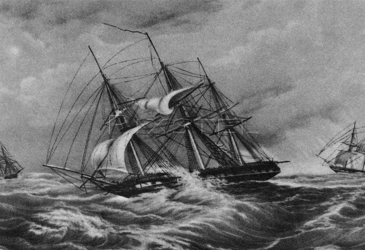Fregata Kreiser a šalupa Ladoga na pobřeží Ameriky, 1900-1910 od Unbekannt