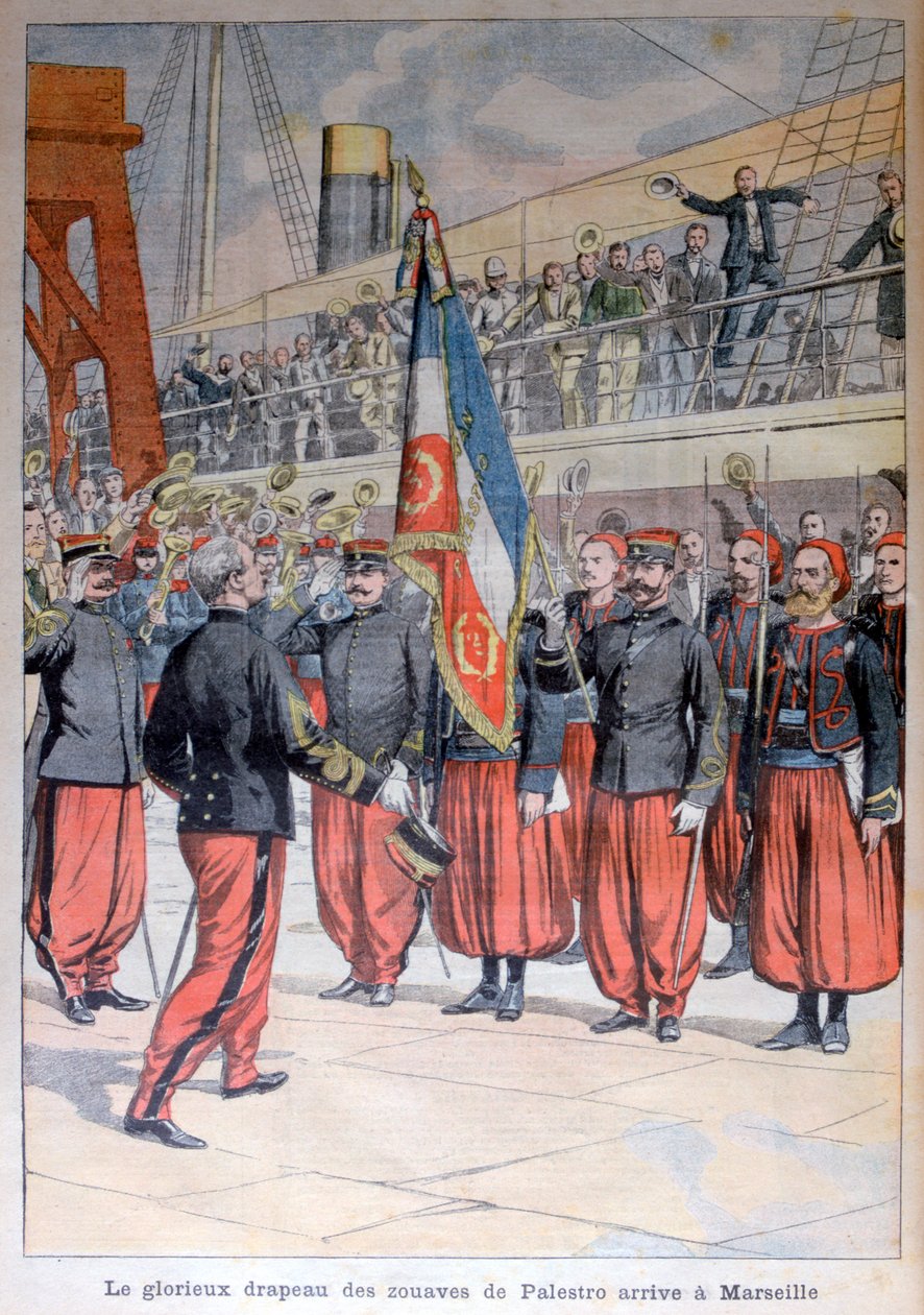 Slavná vlajka zouaves z Palestra dorazí do Marseille v roce 1903 od Unbekannt