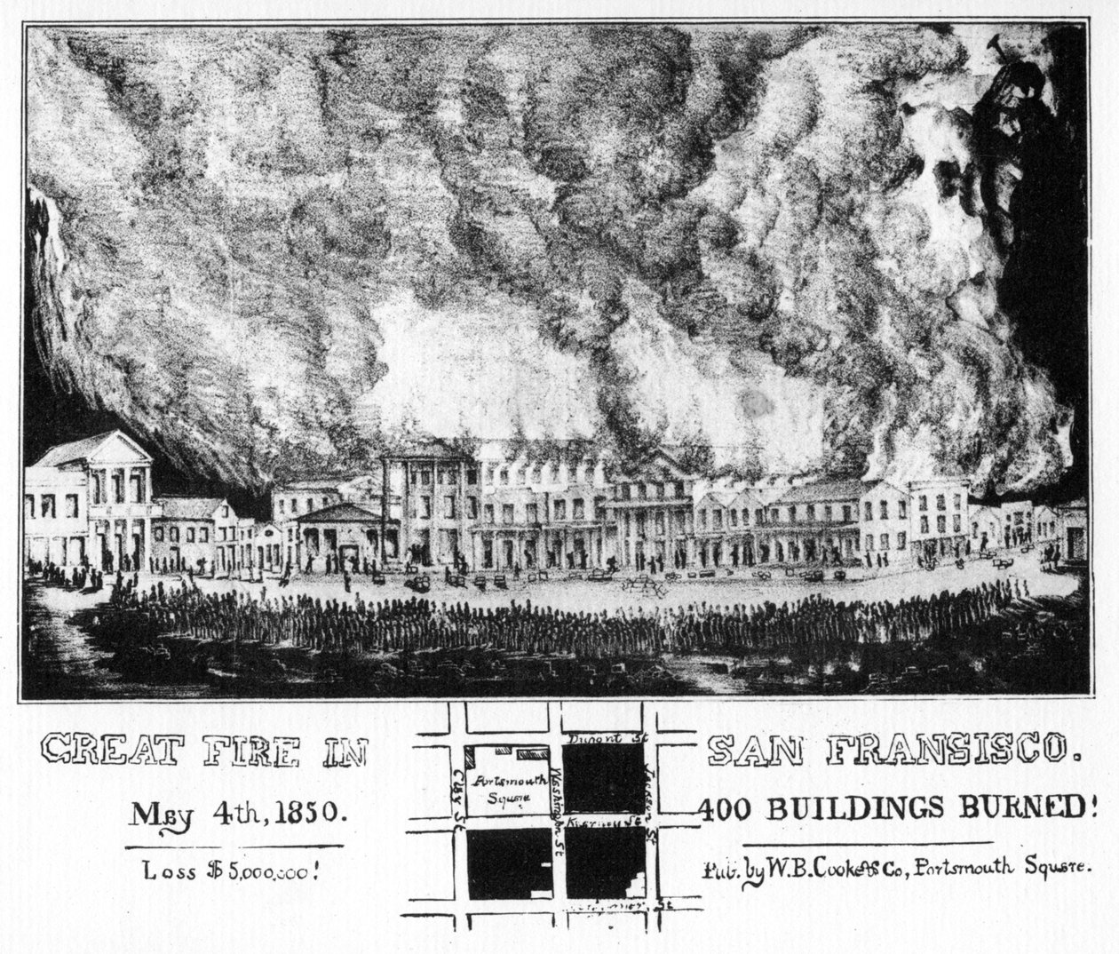 Velký požár v San Franciscu, Kalifornie, 1850 1937 od Unbekannt