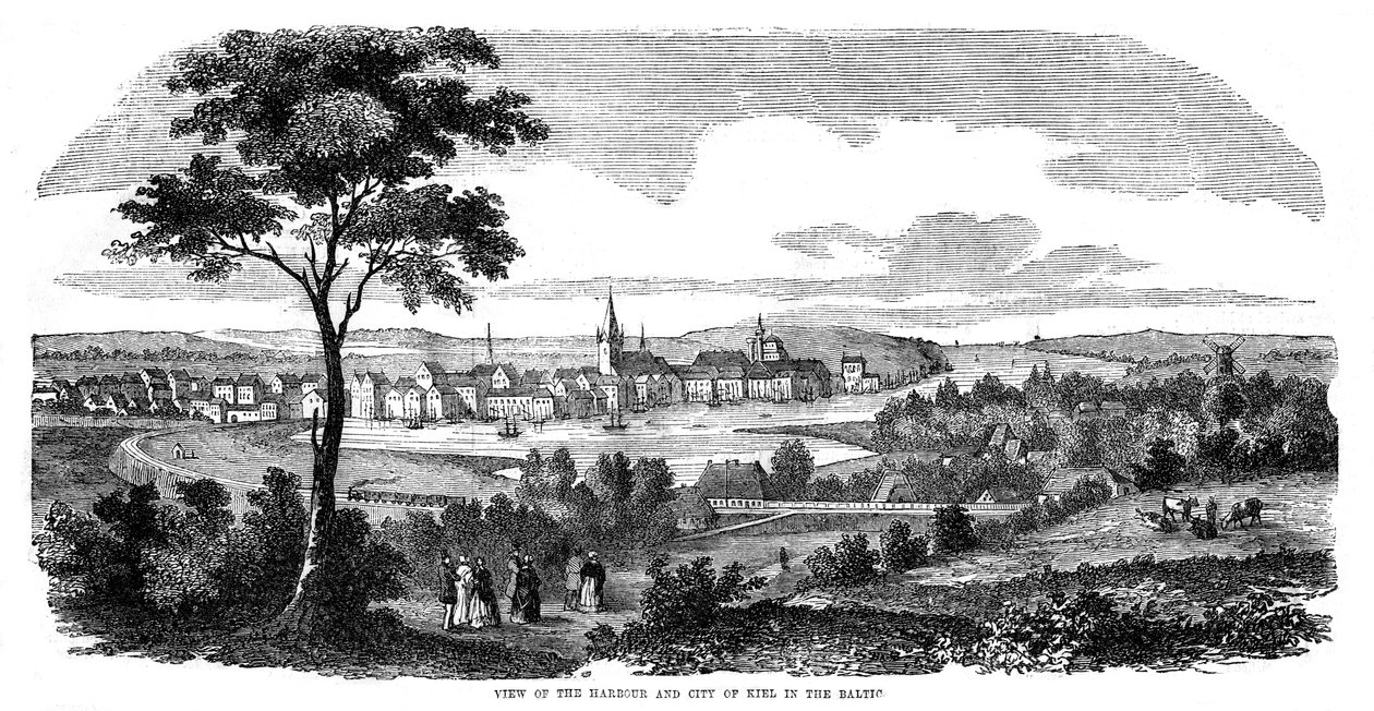Přístav a město Kiel, severní Německo, 1855 od Unbekannt