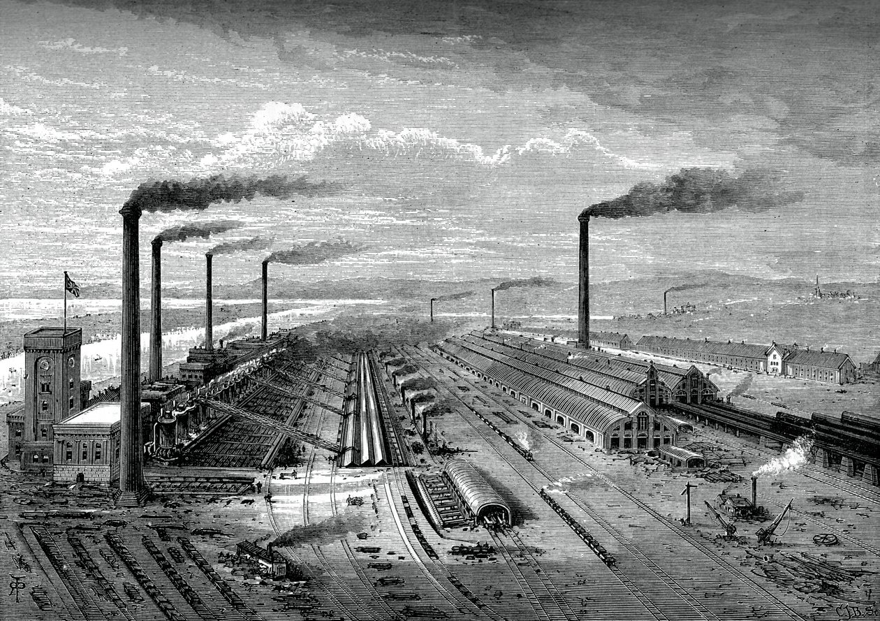 Hutnírna a ocelárna v Barrow, c1880 od Unbekannt