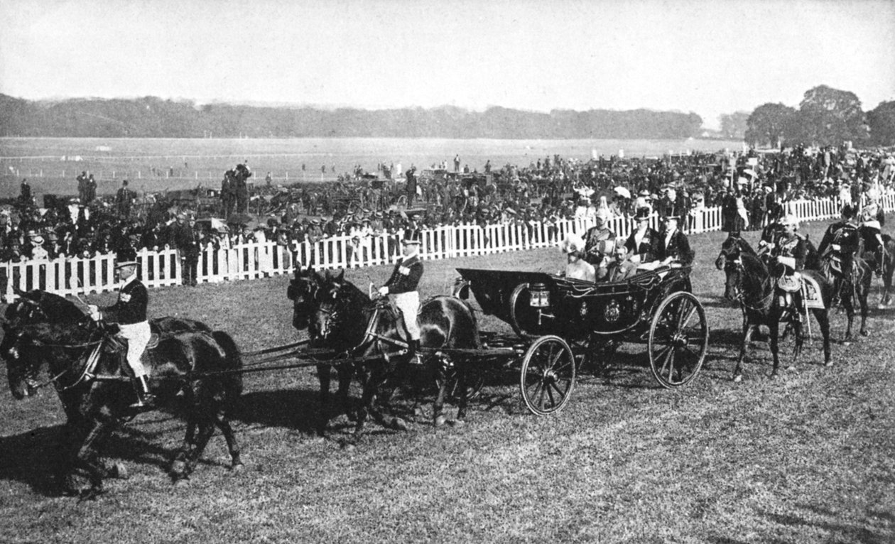 Král a královna přijíždějící na závody v Leopardstown, Dublin, červenec 1911, 1936 od Unbekannt
