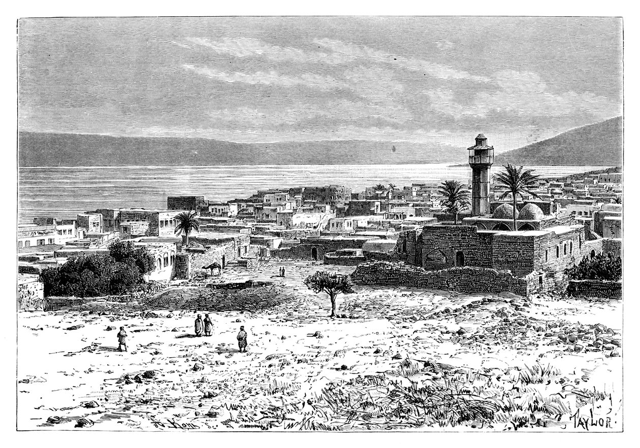 Jezero a město Tiberias, Izrael, 1895 od Unbekannt