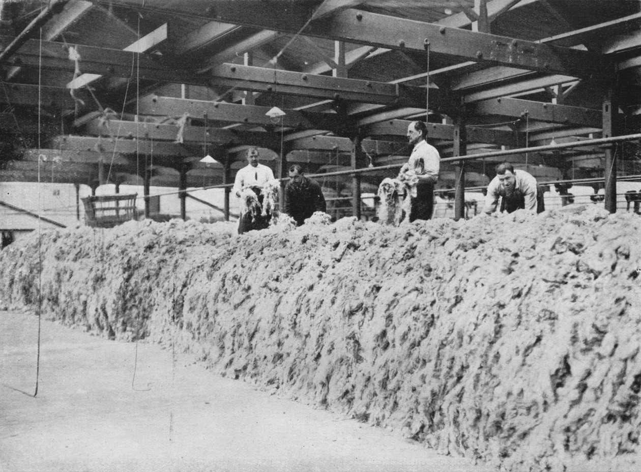 Výroba khaki – míchání vlny, 1915 od Unbekannt