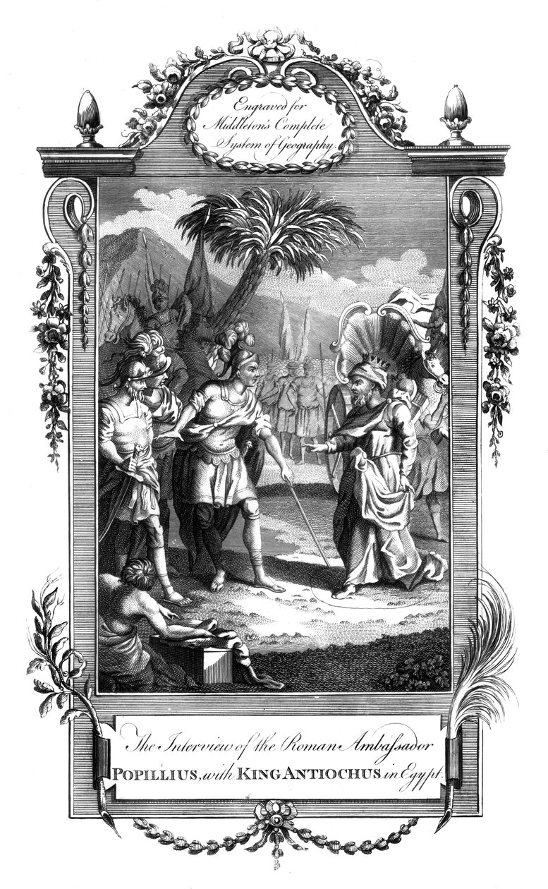 Setkání mezi římským velvyslancem Popilliusem a králem Antiochem, Egypt, c18. století od Unbekannt